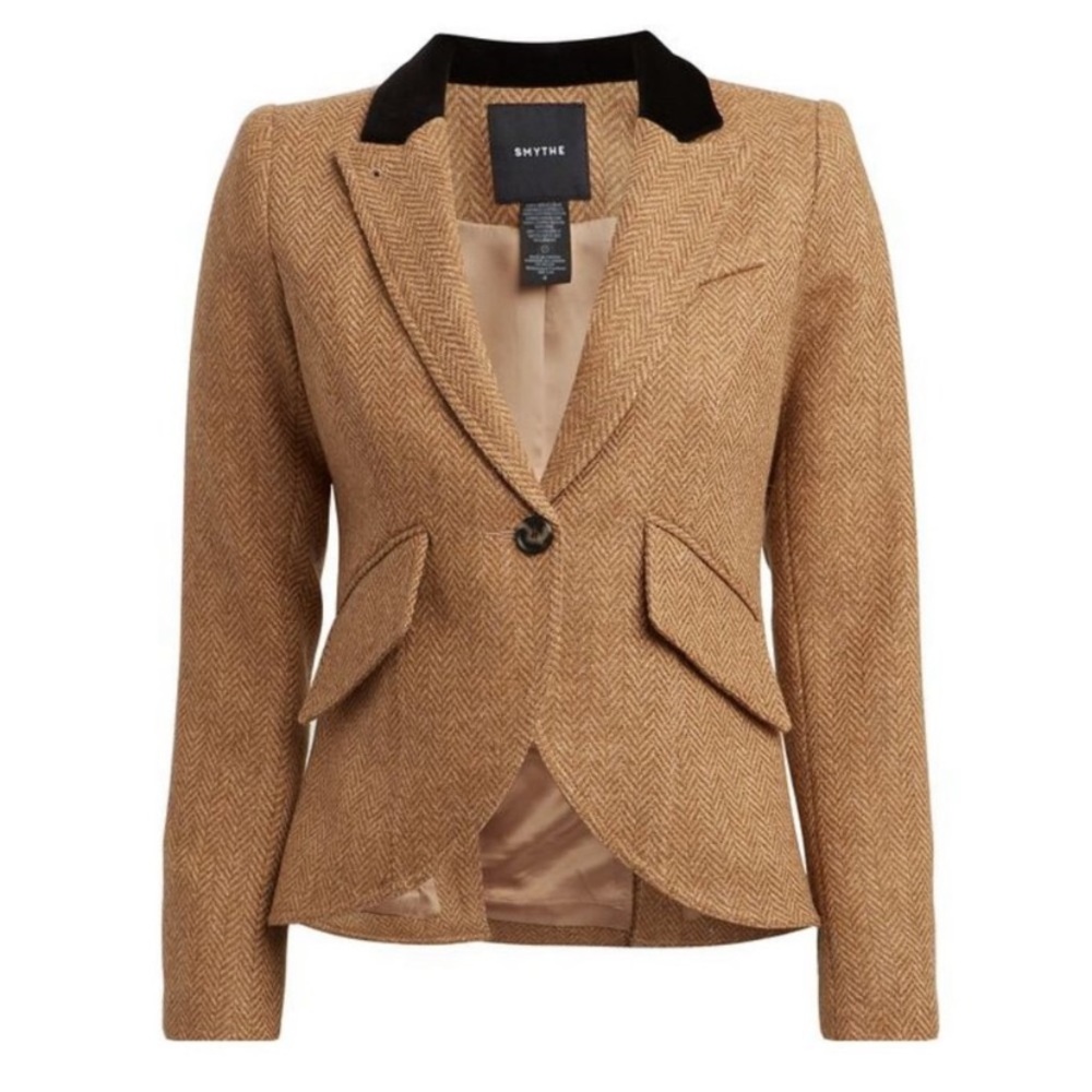 Smythe Wool Herringbone Beige Blazer